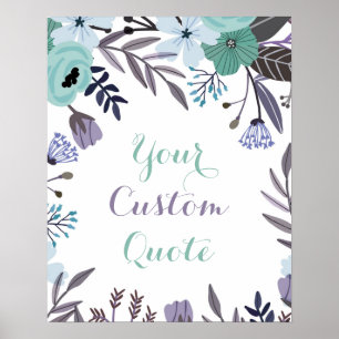 Poster Floral à la menthe violette Citation personnalisée