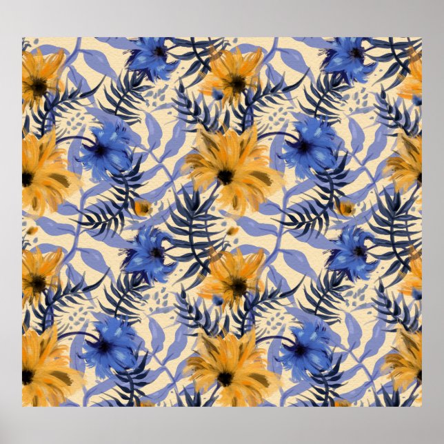 Poster Floral Abstrait : Aquarelle Motif moderne (Devant)