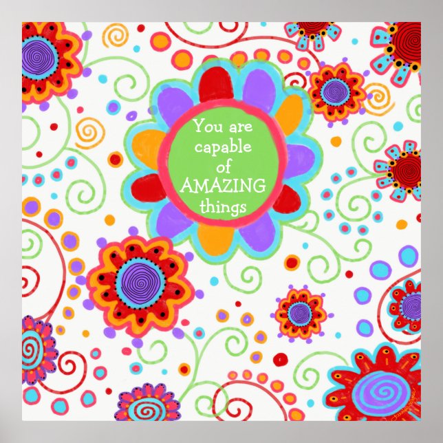 Poster floral amusant "choses Extraordinaires" (Devant)