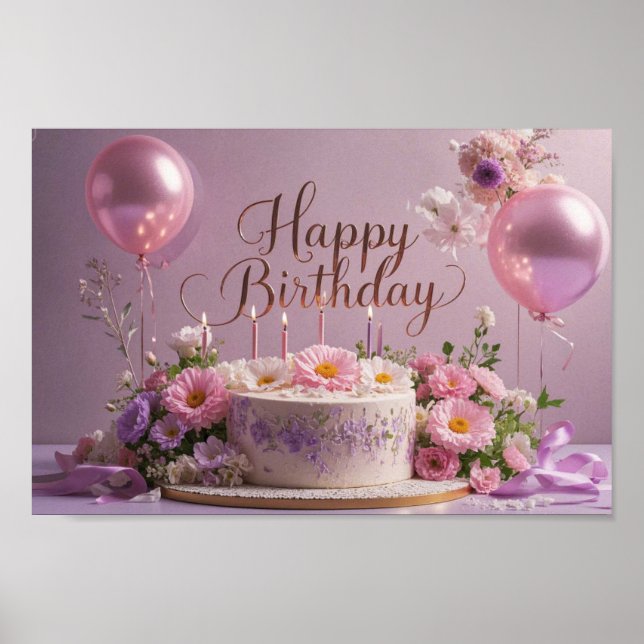 Poster Floral anniversaire luxueux élégant extravagant (Devant)