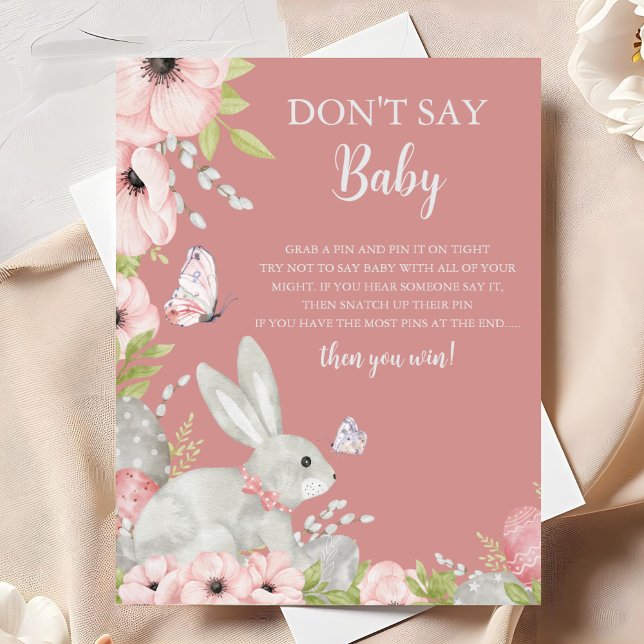 Poster Floral Baby shower de Pâques ne pas dire Baby Game (Créateur téléchargé)