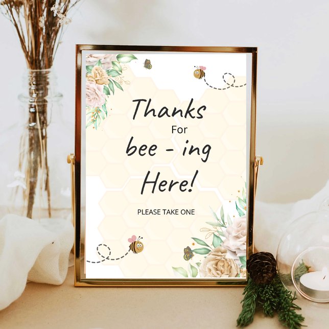 Poster Floral Bee merci d'être ici signe (Créateur téléchargé)