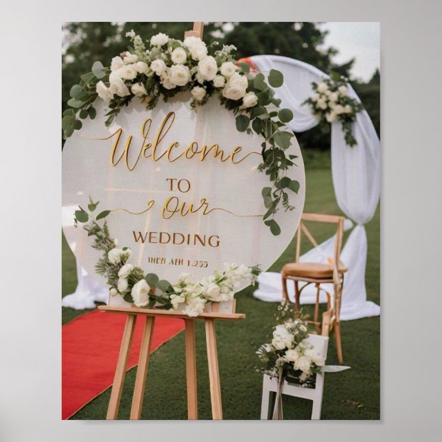 Poster Floral Bienvenue à notre signe Mariage (Devant)