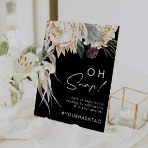 Poster Floral blanc   Black Oh Snap Hashtag