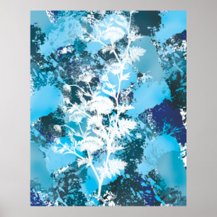 Poster Floral bleu Abstrait