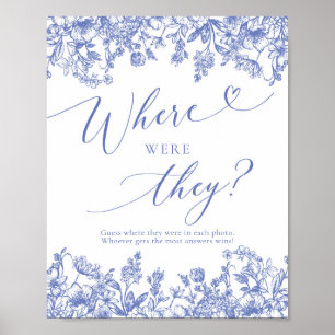 Poster Floral Bleu Où Étaient-Ils Fête des mariées Jeu
