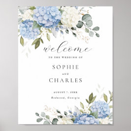 Poster Floral Blue Hydrangea Mariage de verdure
