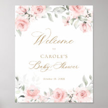Floral Blush Gold Baby shower Bienvenue