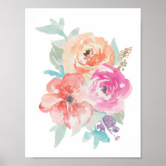 Poster floral Bouquet d'aquarelle I