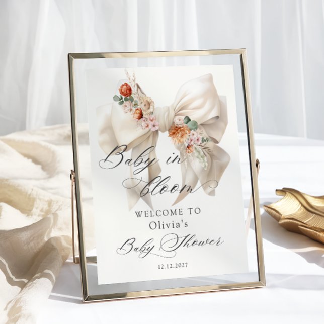Poster Floral Bow Baby in Bloom Baby shower Bienvenue (Créateur téléchargé)