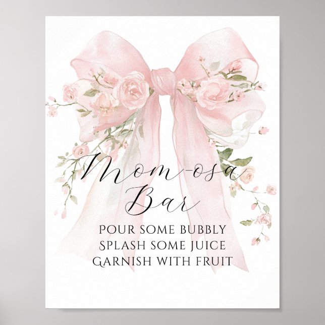 Poster Floral Bow Elegant Flower Girl Baby Shower Bar (Devant)