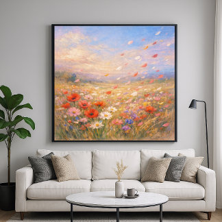 Poster Floral Breeze - Pastel Painting Style Art