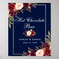 Floral Burgundy Blue Mariage Hot Chocolat Bar