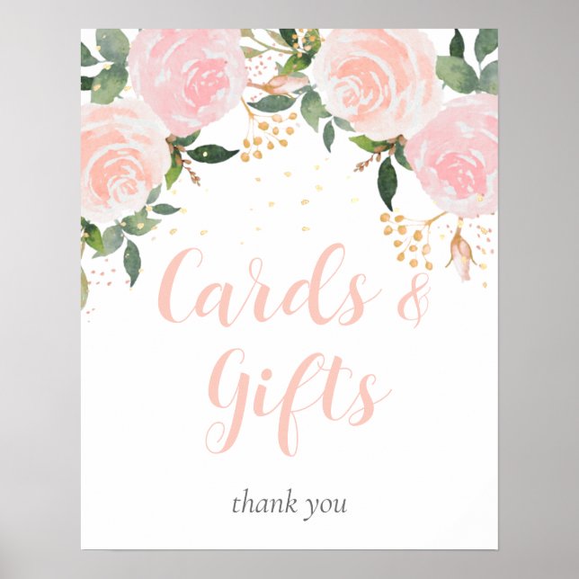 Poster Floral Cartes et Cadeaux Rose (Devant)