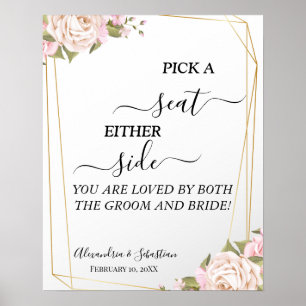 Poster Floral Choisir Un Siège Sur L'Un Ou L'Autre Signe