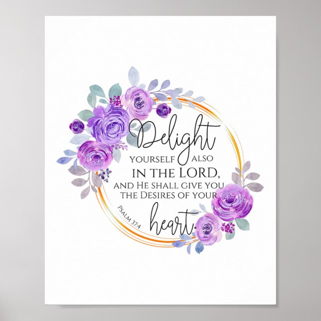 Poster Floral Christian Vous Plaisir Dans La Bible Du Sei (Devant)
