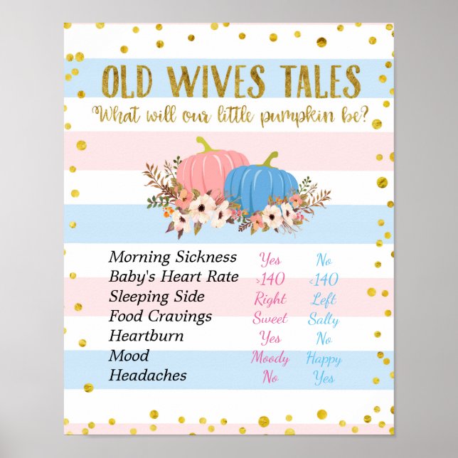 Poster Floral Citrouille Old Wives Tales Gender Revevela  (Devant)