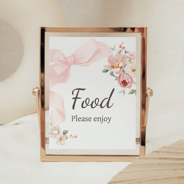 Poster Floral Coquette Baby in Bloom Baby shower Nourritu (Baby in Bloom Floral Coquette Food Sign)