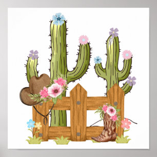 Poster Floral Cowgirl