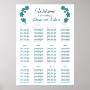 Poster Floral dark turquoise Seating Charts