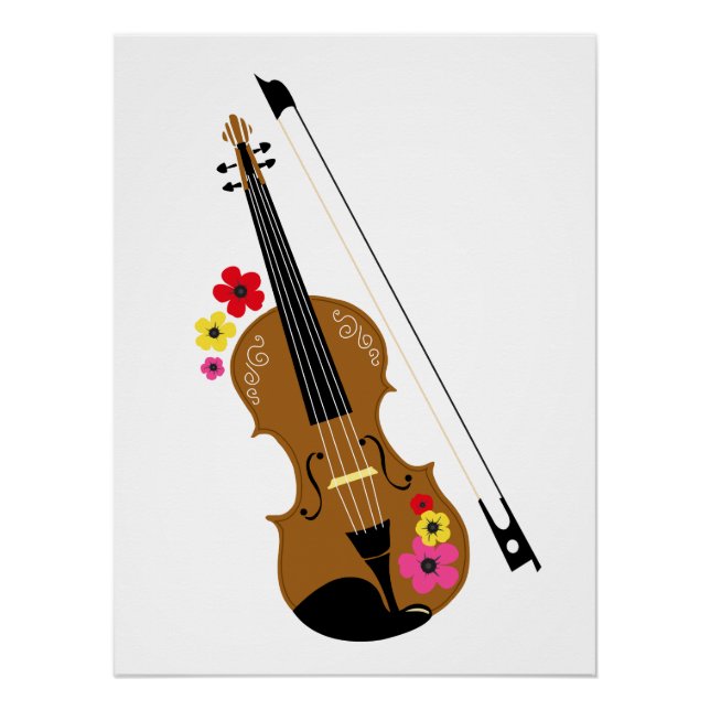 Poster Floral de violon mignon (Devant)