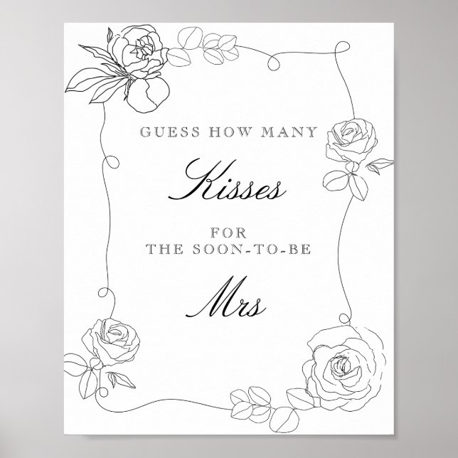Poster Floral Devant Combien De Baisers Fête des mariées  (Devant)