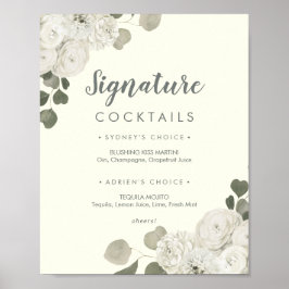 Poster Floral d'hiver | Signature ivoire Cocktails Signal