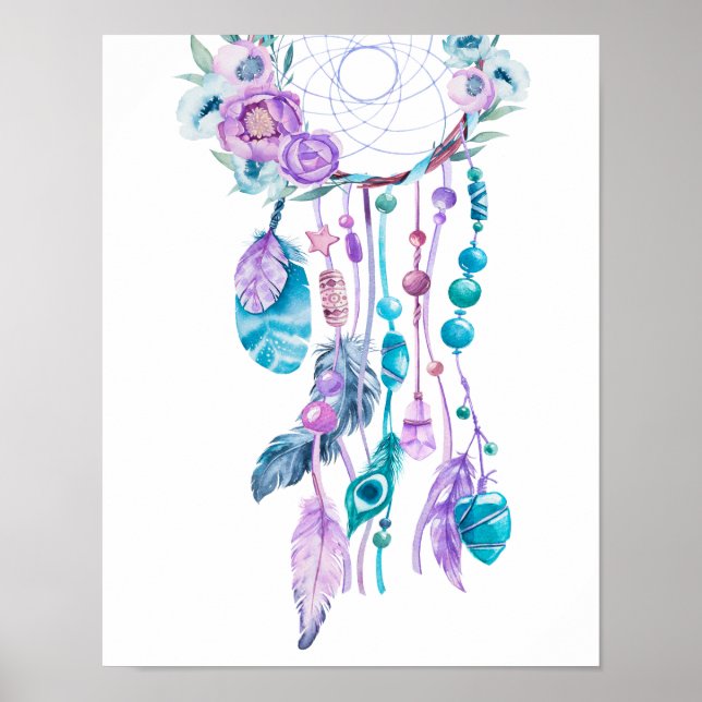 Poster Floral Dreamcatcher Baby Nursery Décor (Devant)
