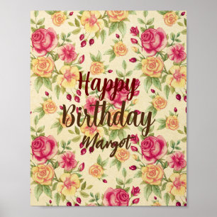 Poster Floral Flourish voeux d'anniversaire coloré