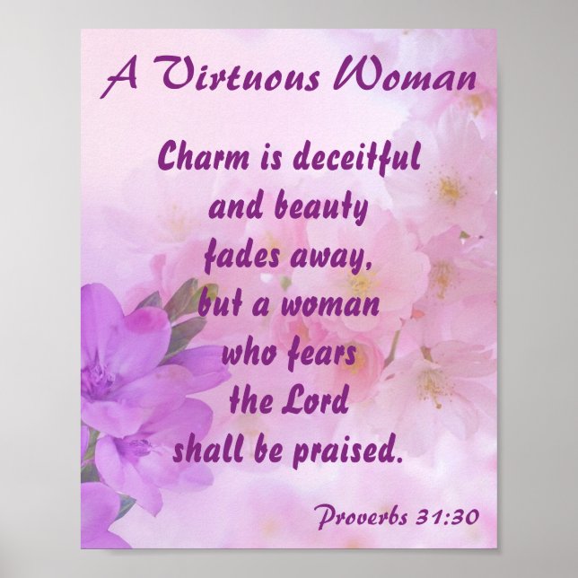 Poster Floral Lavender Proverbes 31 Femme (Devant)