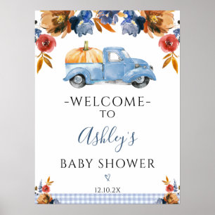 Poster Floral Little Citrouille Baby shower de camion Bie
