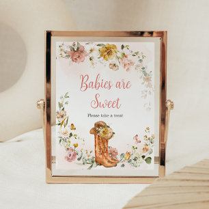 Poster Floral Little Cowgirl Baby shower Les bébés sont d