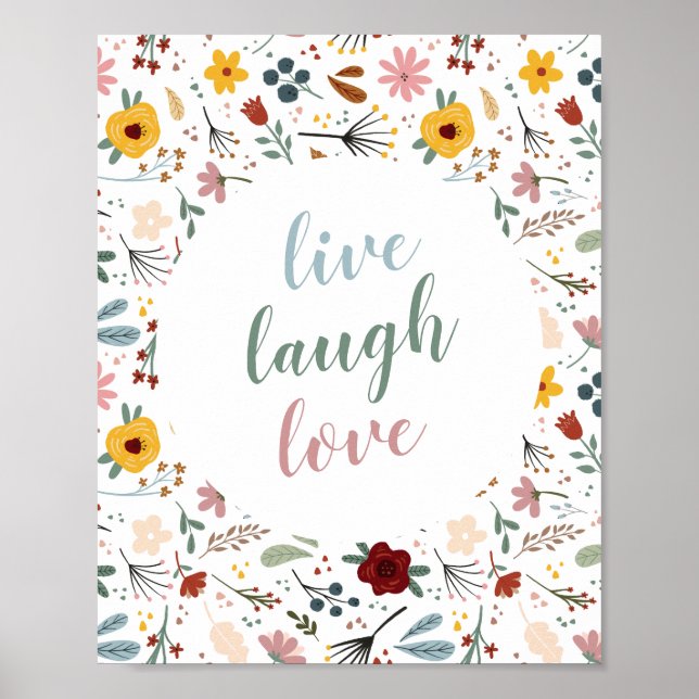 Poster Floral Live Laugh Love (Devant)