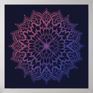 Poster Floral Mandala Flower Yoga