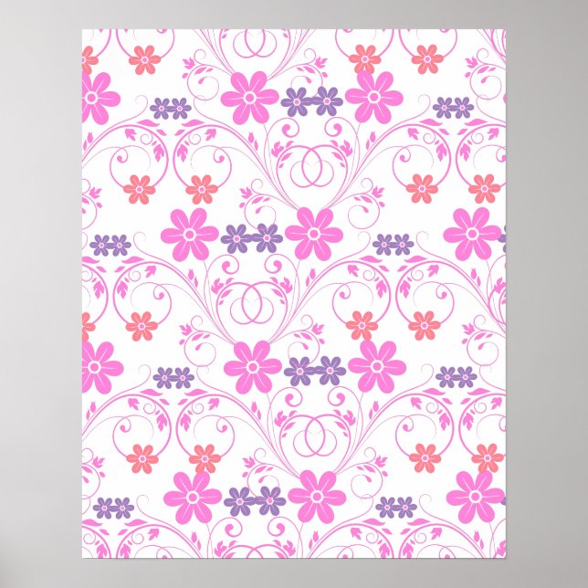 Poster Floral moderne violet rose (Devant)