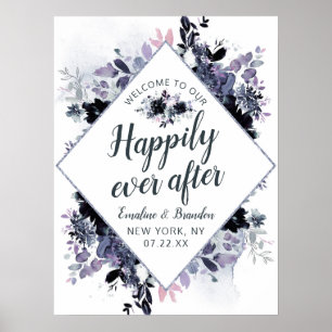 Poster Floral Nocturne Heureux Jamais Après Le Panneau De