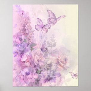 Poster Floral papillon