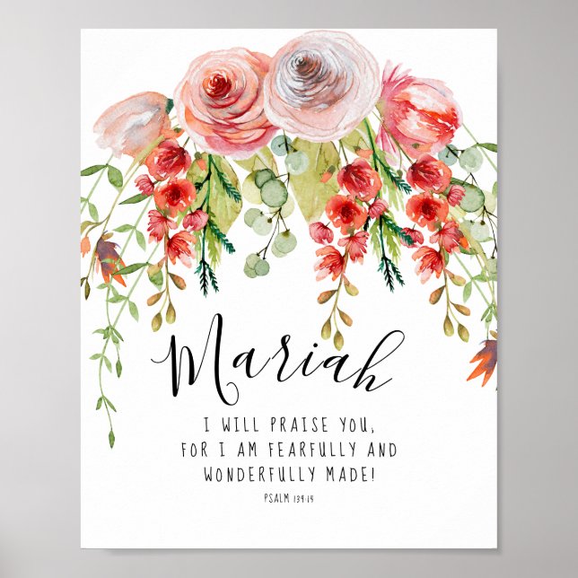 Poster Floral Peur et merveilleusement fait Psaume (Devant)
