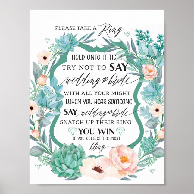 Poster Floral Prenez une ceinture Fête des mariées Jeu (Devant)