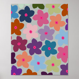 Poster Floral rétro coloré