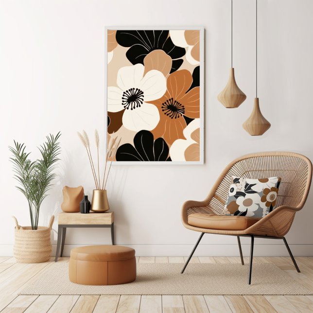 Poster Floral rétro vintage (Unleash your inner art enthusiast with Wild on Flowers gallery quality Giclee print artwork poster. )