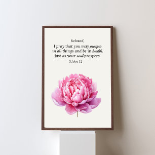 Poster Floral rose 3 Jean 1:2 Écriture chrétienne