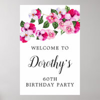 Floral rose blanc 60e anniversaire Bienvenue
