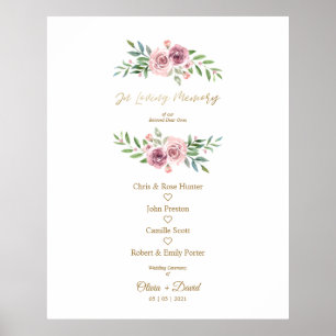 Poster  Floral rose dans la table Mariage de mémoire aimé