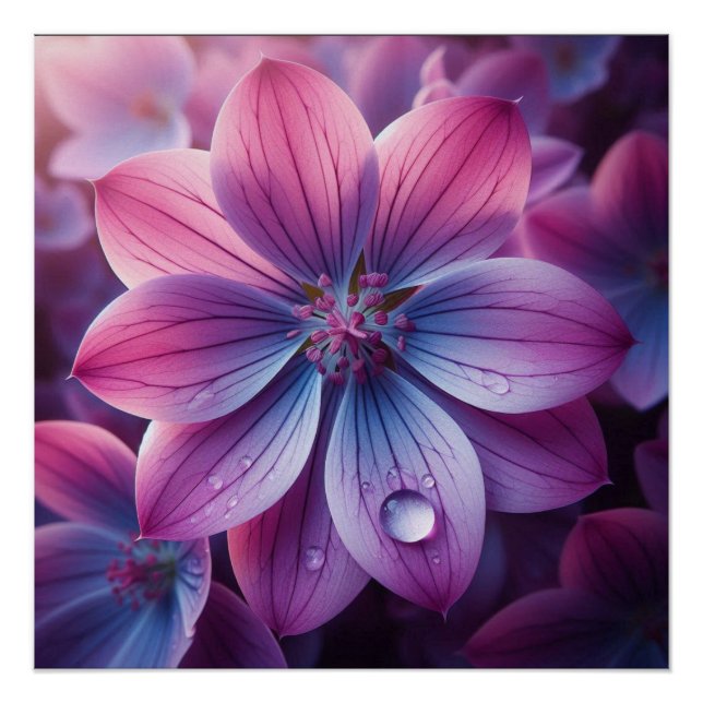 Poster Floral rose et violet Lilac (Devant)