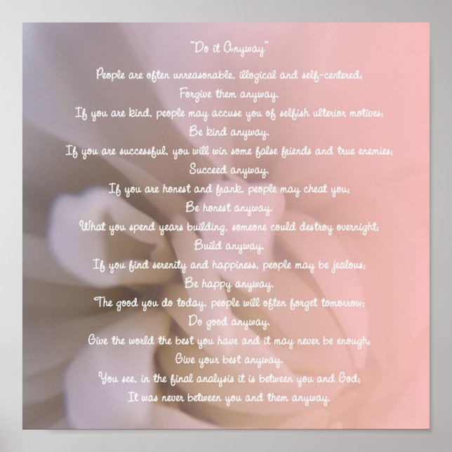 Poster Floral rose Le Faire De Toute Façon (Devant)