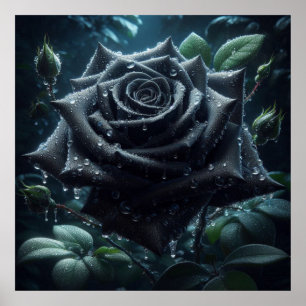 Poster Floral Rose noir