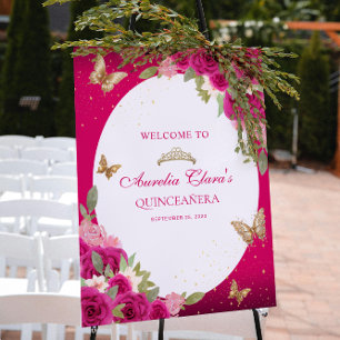 Poster Floral rose or Tiara Butterfly Quinceañera
