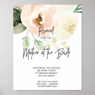 Poster Floral rose réservé à la mère de la mariée Mariage