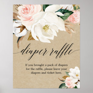 Poster Floral rose rousse rustique Diaper signe de tombol